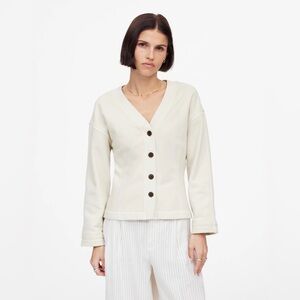 NWT Madewell Darted Button Front Cardigan Sweatshirt in Parchment, Size Small